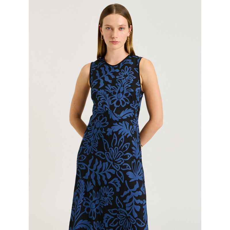 Veronika Maine Blue Petite Filigree Empire Midi Dress image number 3